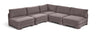 Hammond - Velvet Performance Fabric Upholstered 5 Piece Armless Sectional