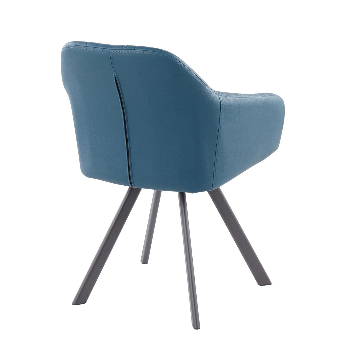 Clubhouse - Pleated Chair - Black Metal And Teal Faux Leather (Set of 2)
