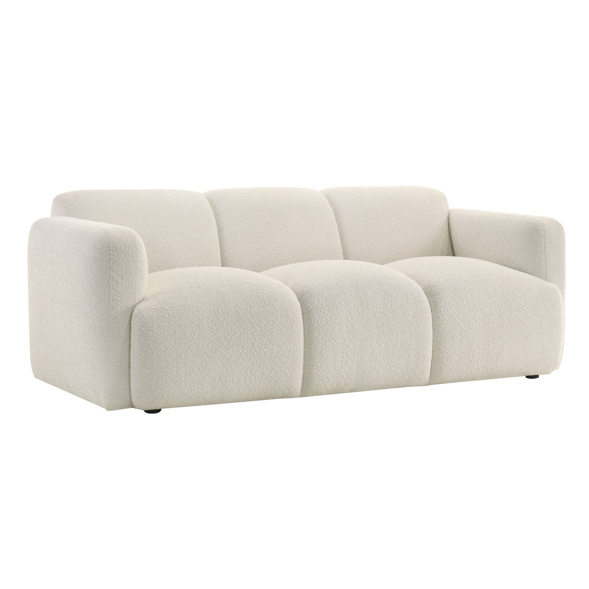 Sierra - Boucle Fabric Sofa With Rounded Arms - Ivory