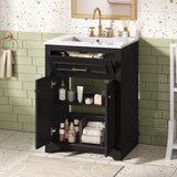 Bathroom Vanity With Integrated Sink, 2 Door Cabinet With Tip Out Drawer, Rectangular Design