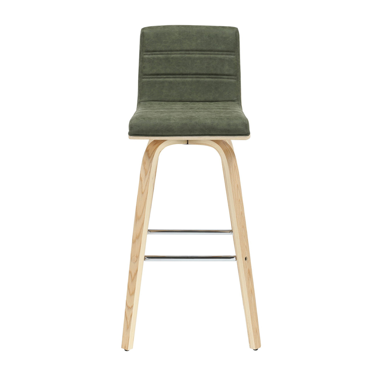 Vienna - 39.5" Swivel Bar Height Square Back Wood Bar Stool With Faux Leather Seat