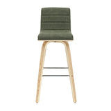 Vienna - 39.5" Swivel Bar Height Square Back Wood Bar Stool With Faux Leather Seat