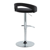 Grotto - Upholstered Adjustable Barstool - Chrome Metal Base