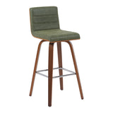 Vienna - Modern Swivel Bar Height Stool - Walnut Finished Wood Frame
