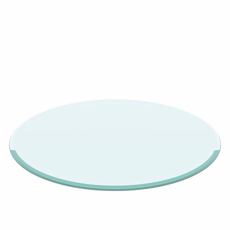 28" Round Tempered Glass Table Top Clear Glass Thick Beveled Polished Edge