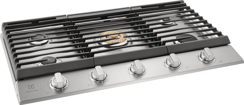 Electrolux ECCG3668AS 36 inch gas cooktop three quarter left view
