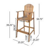 Outdoor Acacia Wood Adirondack Barstools (Set of 2)