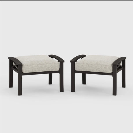 Modern All-Weather Ottomans With Cushions (Set of 2)