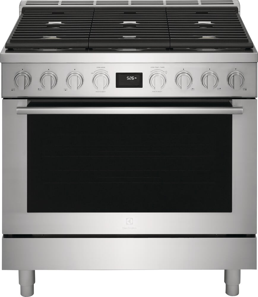 Electrolux ECFD3668AS 36 inch dual fuel range angled view