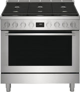 Electrolux ECFD3668AS 36 inch dual fuel range angled view
