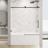 Frameless Single Sliding Shower Door With Soft Close, 5 / 16" Clear Nano Coated Tempered Glass, 60" X 60" - Matte Black