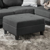 Ottoman With Birch Wood Legs And Cushioned Top For Comfort
