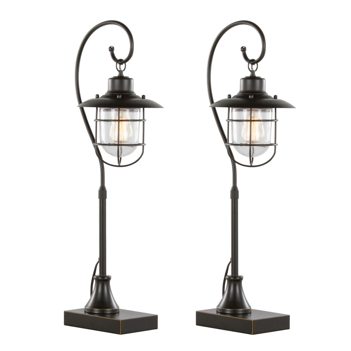 Landen - 33" Metal Task Lamp (Set of 2) - Oil Rubbed Bronze With Clear Glass Shade from Grandview Gallery