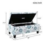 Luxury Storage Ottoman With Floral Patterned Fabric, Soft-Close Hinges, Multi Functional