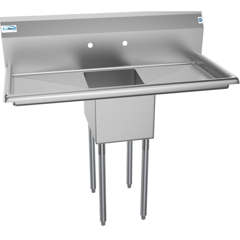 44 in. One Compartment Stainless Steel Commercial Sink with 2 Drainboards, Bowl Size 12"x 16"x 10" SA121610-16B3.