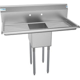 44 in. One Compartment Stainless Steel Commercial Sink with 2 Drainboards, Bowl Size 12"x 16"x 10" SA121610-16B3.