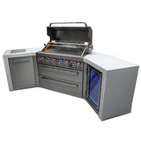 Mont Alpi Deluxe Series 9.5 Ft U-Shaped Natural Gas Outdoor Kitchen Island w/ Side Burner & Fridge - MAi805-D45FC