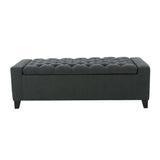 Contemporary Storage Ottoman With Tufted Top - Dark Gray