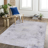 Maval - 6' X 9' Washable Area Rug - Gray / Gold