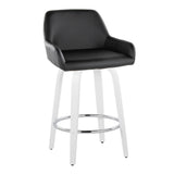 Cinch - Contemporary Fixed-Height Swivel Counter Stool (Set of 2) - White Wood And Round Footrest