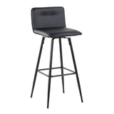 Casper - Contemporary Fixed-Height Barstool (Set of 2) - Black Metal Frame
