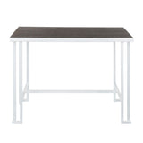 Roman - Industrial Counter Table - Vintage White Metal And Espresso Wood-Pressed Grain Bamboo