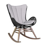 Fanny - Outdoor Patio Rocking Chair - Light Eucalyptus Wood And Charcoal Rope