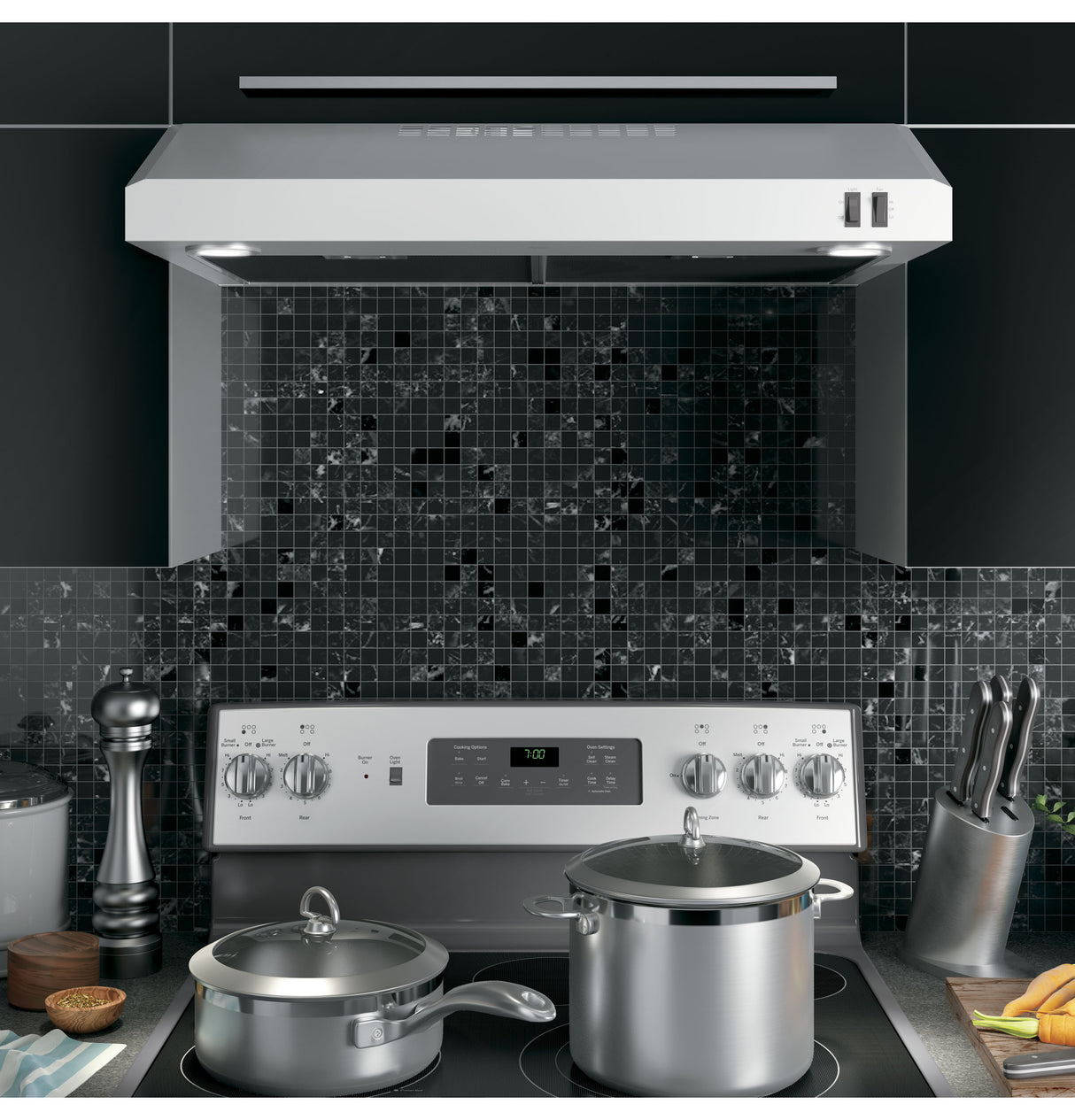GE JVX5305SJSS - 30 in. Convertible Standard Style  Under The Cabindet Range Hood with 270 CFM, 2 Fan Speeds & 2 LED Lights - Stainless Steel