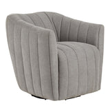 Finley - Upholstered Contemporary Swivel Accent Chair - Black Metal And Taupe Fabric