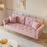 Luxurious Velvet Sofa Bed With Nail Head Trim And Matching Pillow
