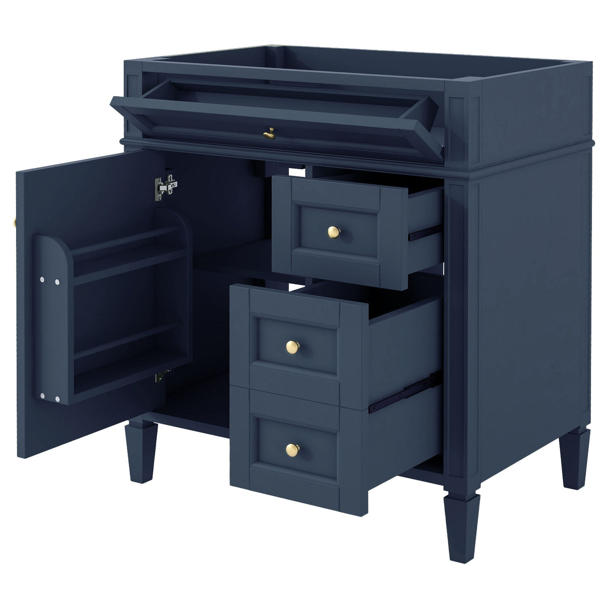 Bathroom Vanity With 2 Drawers And Tip-Out Drawer, Storage Cabinet