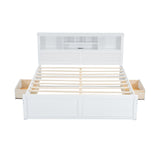 Platform Bed With Multi Storage Headboard, USB And Drawers