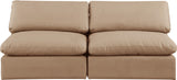 Comfy - Faux Leather Modular Armless Sofa 2 Pieces - Light Brown