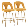 Ava - Upholstered Fixed-Height Barstool (Set of 2) - Gold Base