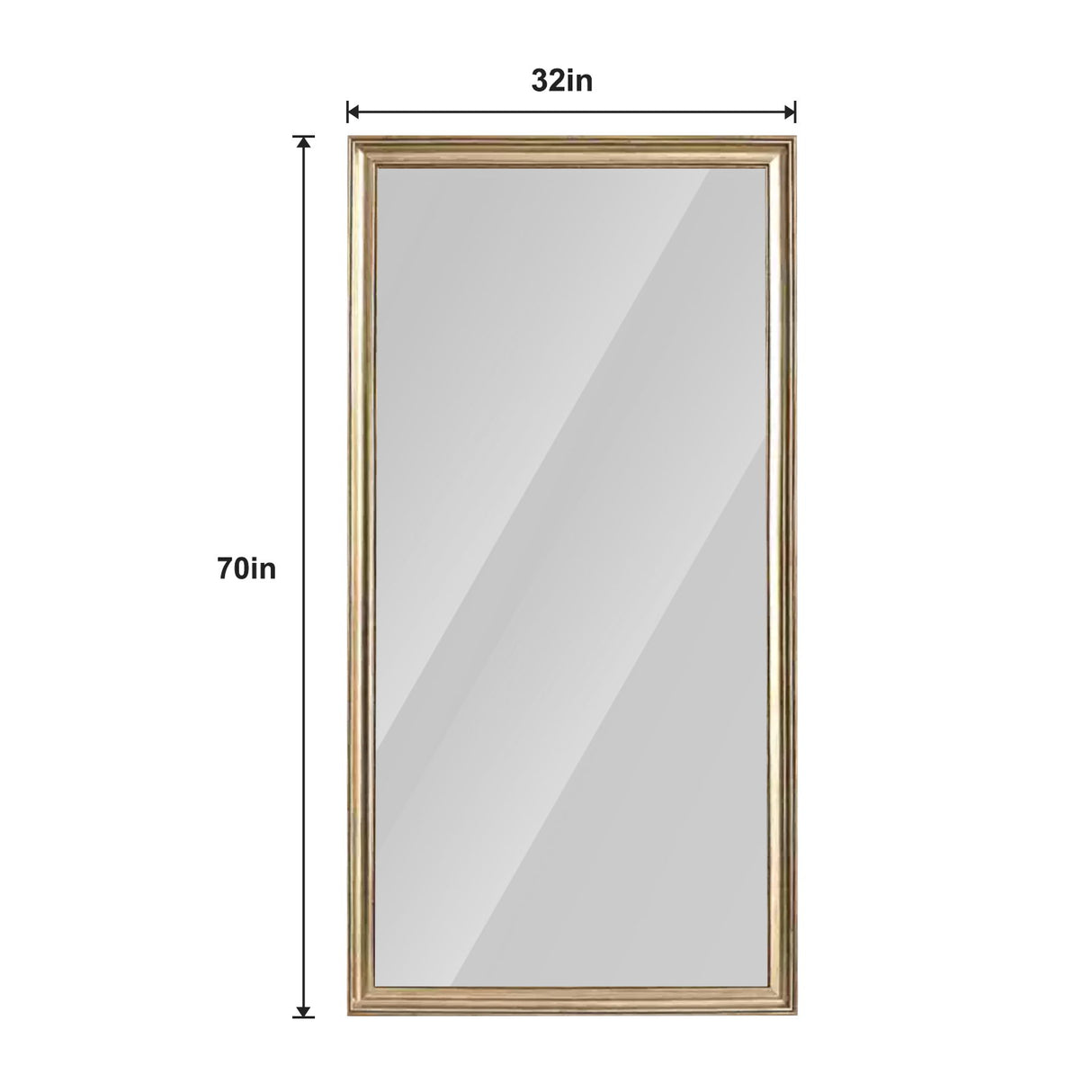 Elegant Full Body Floor Mirror With Artificial Wood Frame, Durable Design - Copper