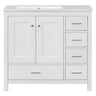 Bathroom Vanity With Ceramic Sink Combo, Abundant Storage Cabinet 2 Soft Close Doors And 5 Drawers