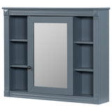 Wall Mounted Bathroom Storage Cabinet With Mirror, Cabinet With 6 Open Shelves And Adjustable Interior