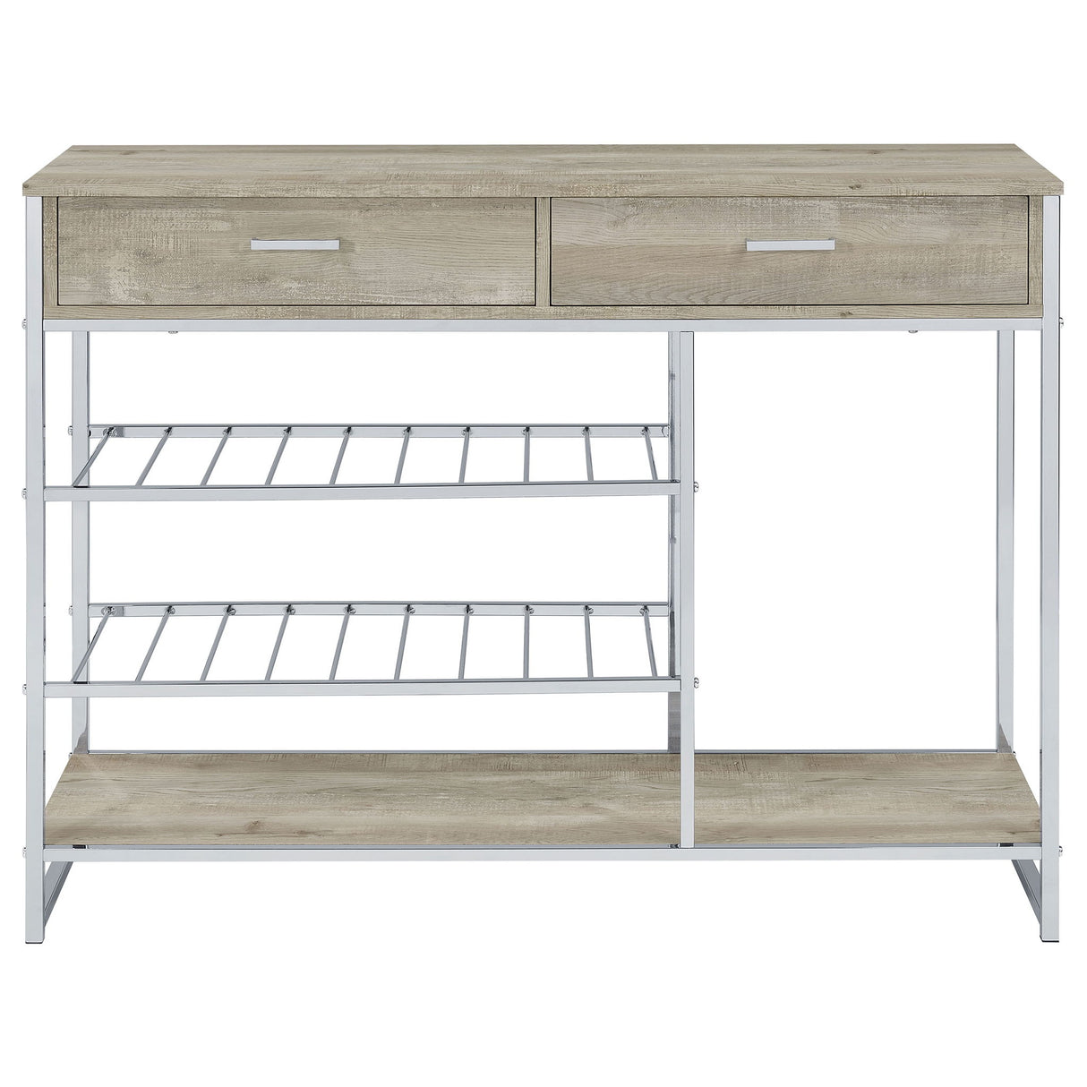 Ethel - 2 Drawer Home Bar Storage With Wine Rack - Oak