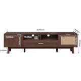 TV Stand For 75" TVs With Soft Closing Doors, Console With Accents And Drop Down Cabinet - Dark Brown