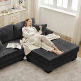 2 Seater L Shaped Chaise Sofa With Reversible Cushion, USB - C Charging Port, Storage Pocket, Convertible Left / Right Design