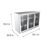 53 in. Three-Door Back Bar Refrigerator - 11 Cu Ft. BC-3DSW-SS