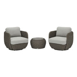 Amira - 3-Piece Outdoor Swivel Lounge Chair Conversation Set - Light Gray / Deep Bronze