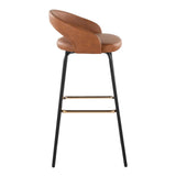 Grotto - Upholstered Fixed-Height Barstool - Black Metal
