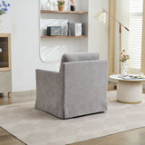 Upholstered Skirted Swivel Chair With Removable Back Cushion For Living Room