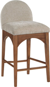 Waldorf - Chenille Stool With Brown Legs