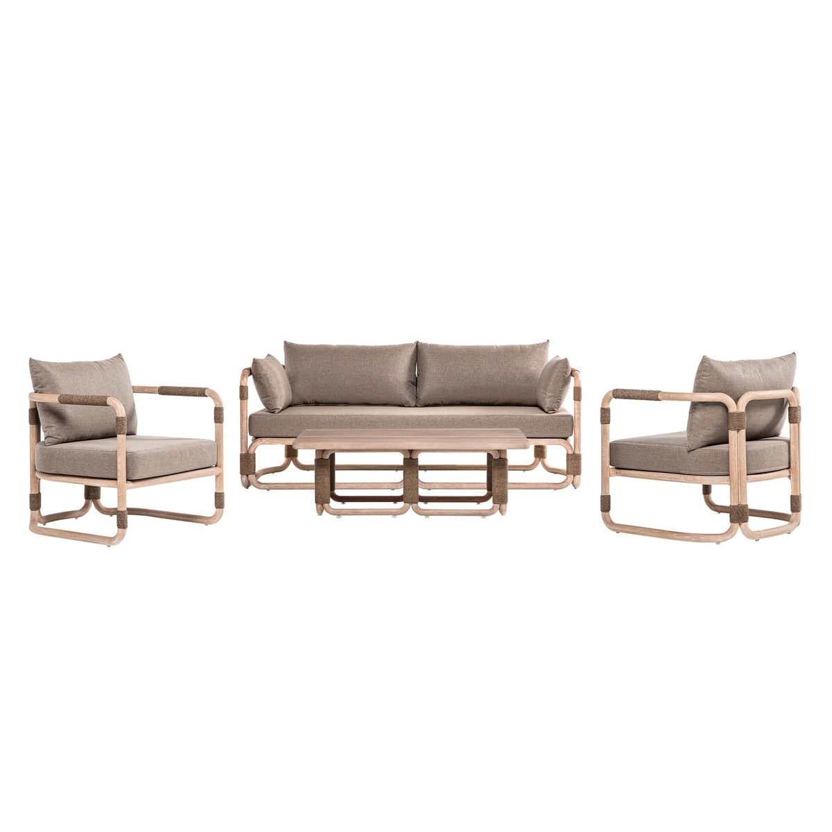 Baja - 4-Piece Outdoor Conversation Set With Cushions - Brown Eucalyptus