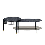 Silas - Nesting Coffee Table Set - Faux Marble Top & Black