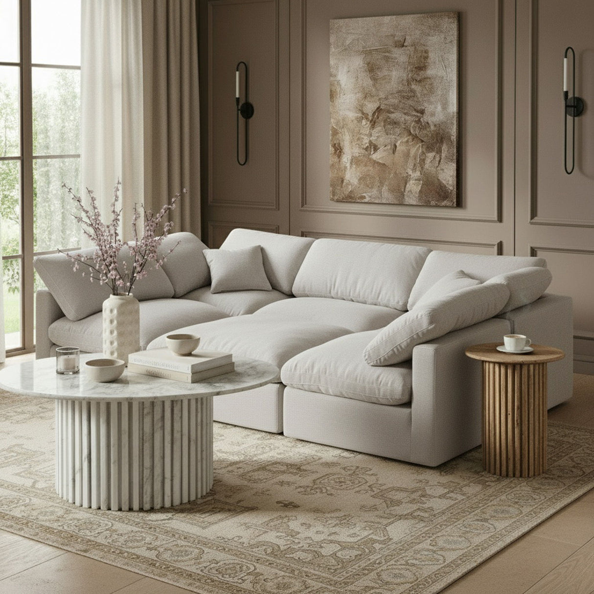Indulge - Linen 6 Piece Modular Sectional - White