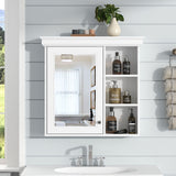 Bathroom Medicine Cabinet With Mirror, Wall Mounted Mirror Cabinet & Storage Organizer, Over The Toilet Storage White Storage Cabinet For Bathroom - White