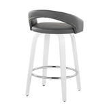 Cinch - Contemporary Fixed-Height Swivel Counter Stool (Set of 2) - White Wood Frame